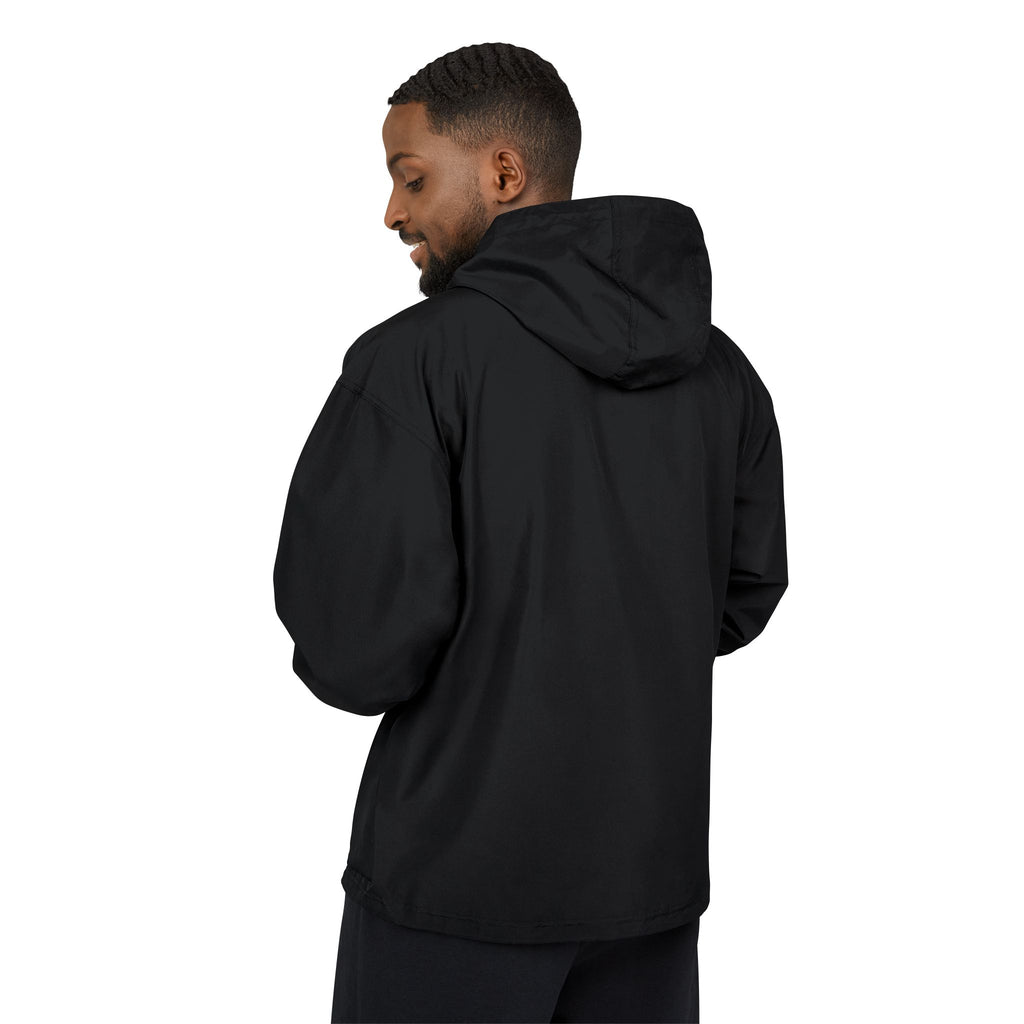 Packable Anorak Jacket — Lightweight Black Windbreaker with Subtle Logo