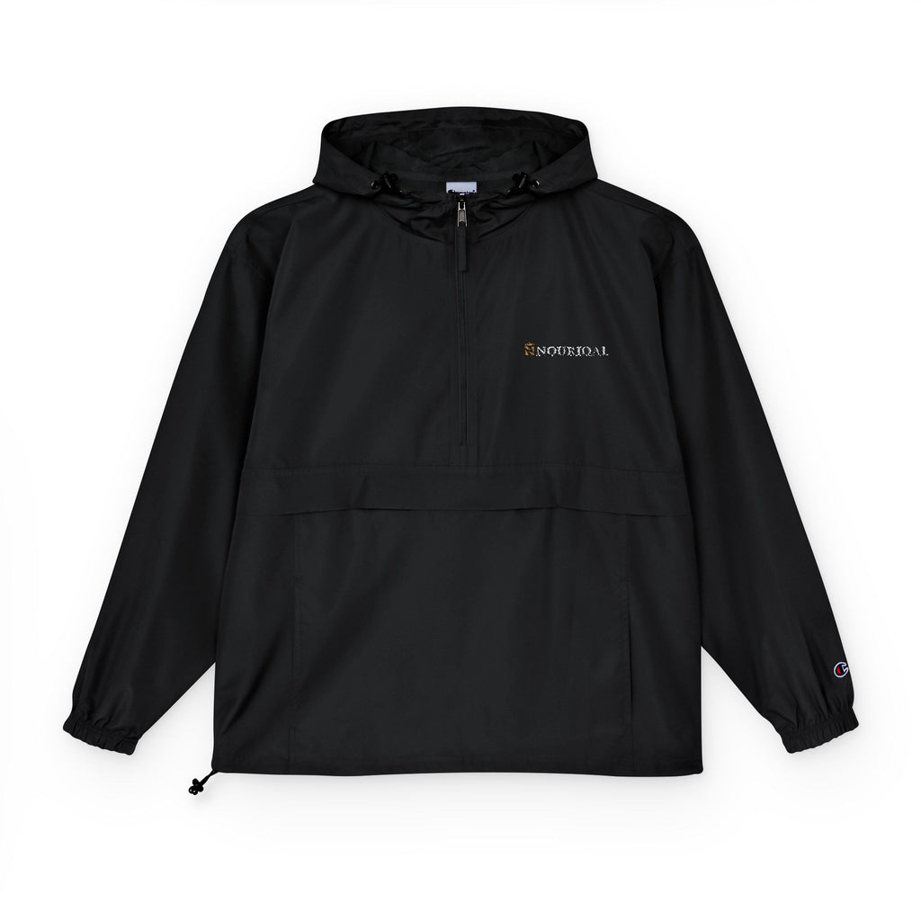 Packable Anorak Jacket — Lightweight Black Windbreaker with Subtle Logo